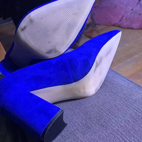 Nine West chunky block heel. Blue suede. Worn once. - Picture 4 of 4
